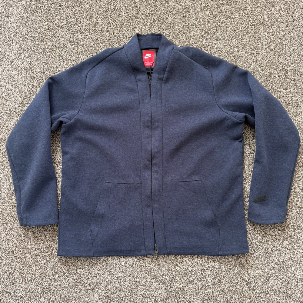Nike Tech Fleece Cardigan Adult XL Navy Blue Full Zip Front Pockets 744481-473